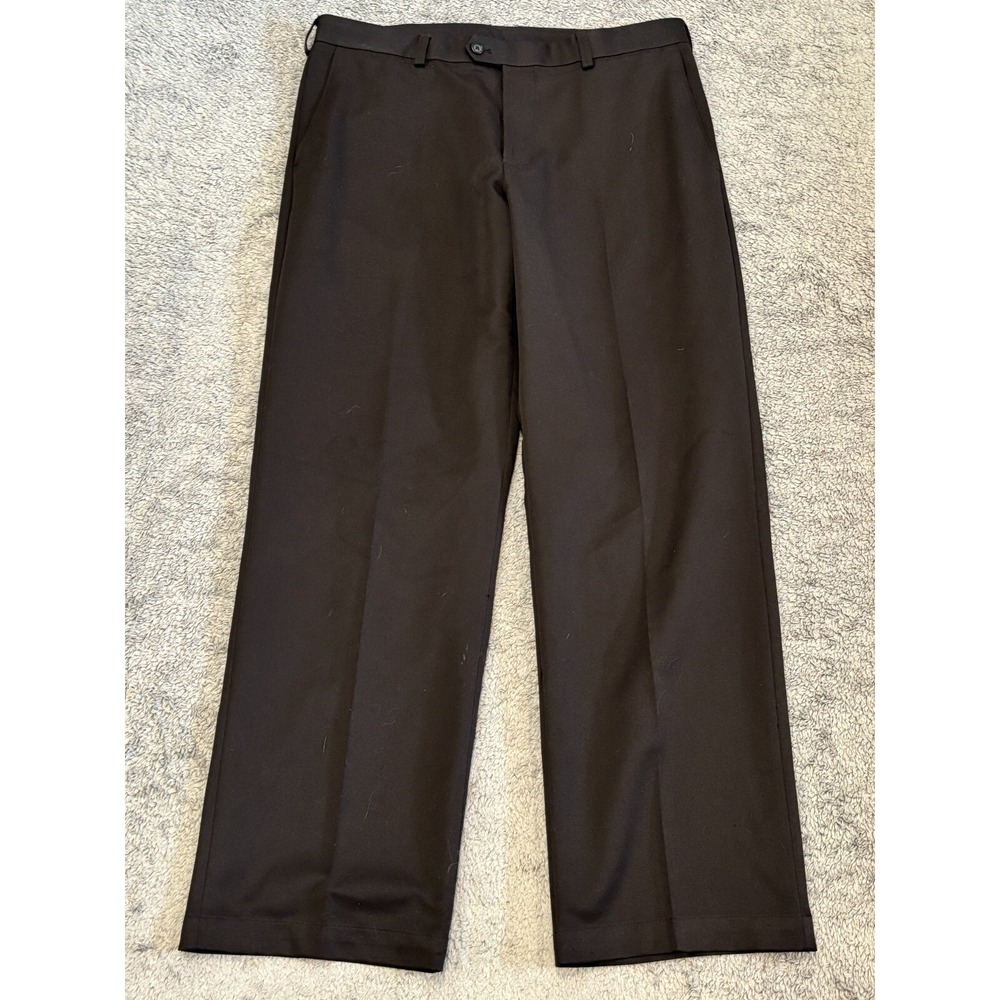 Izod Golf Pants Mens 34x32 Black Pleated Performance Stretch Slacks Straight Leg